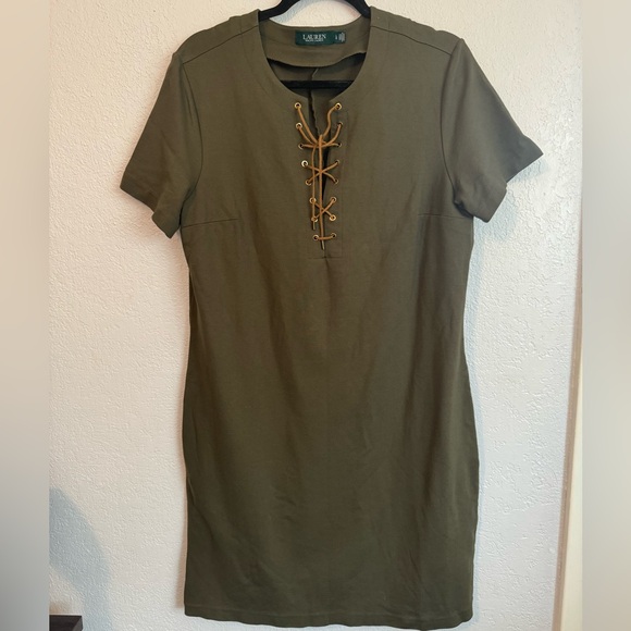 Lauren Ralph Lauren Dresses & Skirts - Lauren Ralph Lauren Lace Up Neck T-Shirt Tunic Dress Green Size LG